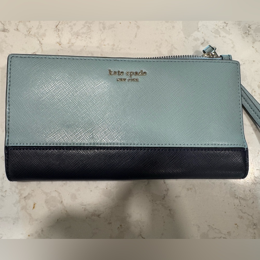 Kate Spade Light Blue and Navy Blue Wallet